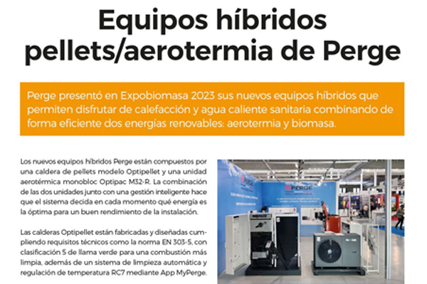 Equipos híbridos pellets/aerotermia de Perge