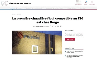 Juin 2021, Génie Climatique : La première chaudière bio-fioul compatible au F30 est chez Perge