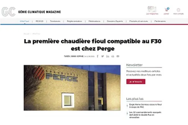 La 1ère chaudière bio-fioul compatible au F30 est chez Perge